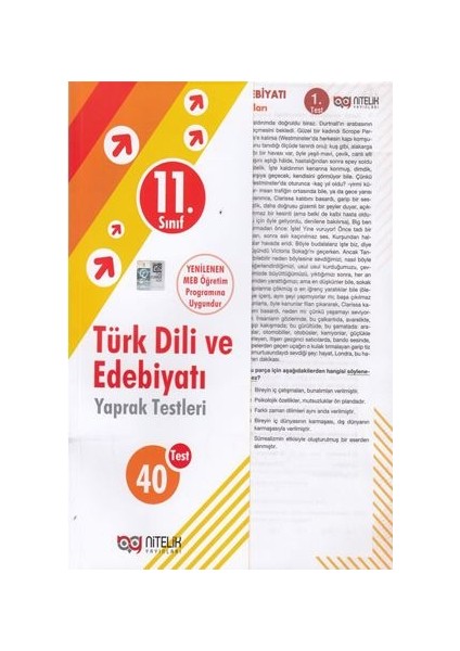 Nitelik Yayınları 11. Sınıf Türk Dili ve Edebiyatı Yaprak Test