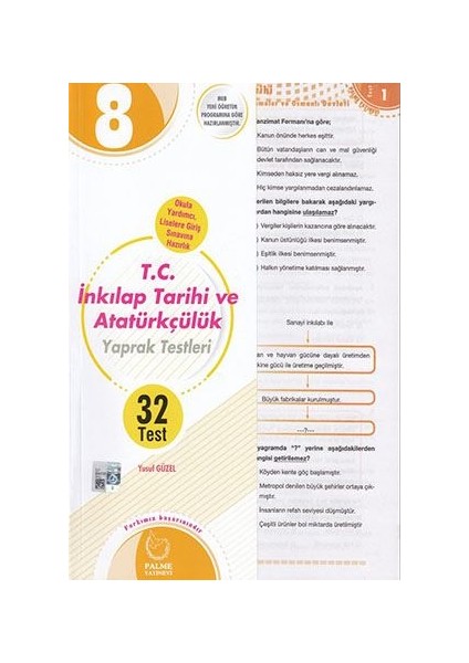 Palme Yayıncılık 8. Sınıf T. C. İnkılap Tarihi ve Atatürkçülük Yaprak Test