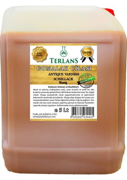 Doğal Ahşap Cilası Gomalak 5 Lt Antik Vernik Shellac + Sürme Topu