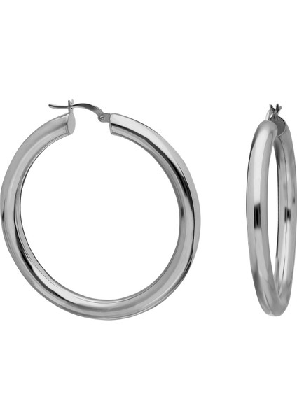 Es0160 Gümüş 4 Cm Kalın Halka Küpe