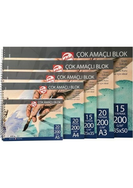 Çok Amaçlı Eskiz Çizim Defteri Blok 200 gr 15 yp 35x50 cm