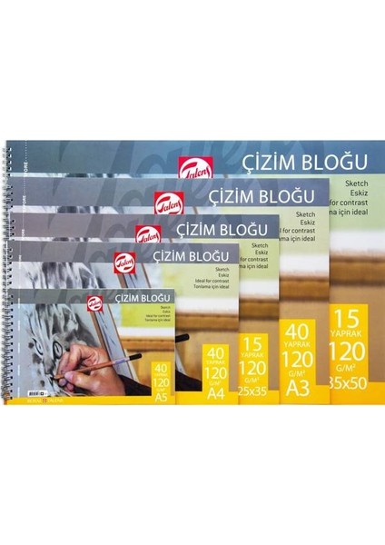 Eskiz Çizim Defteri Resim Bloğu 120 gr 15 yp 35x50 cm.