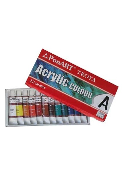 - Kosida Troya Akrilik Boya Seti 12 Renk x 12 ml.