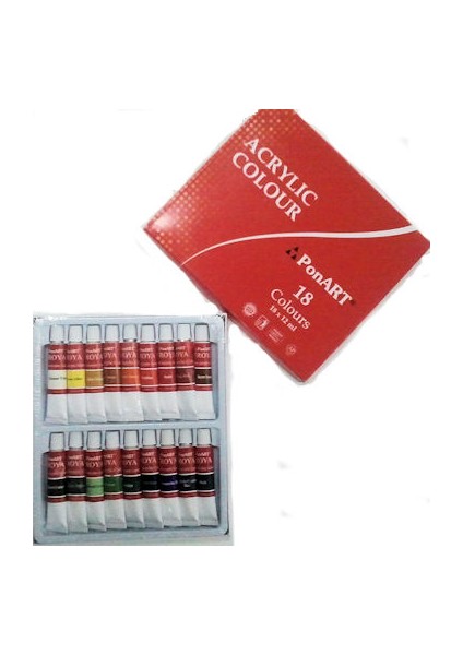 Troya Akrilik Boya 18 Renk x 12 ml.