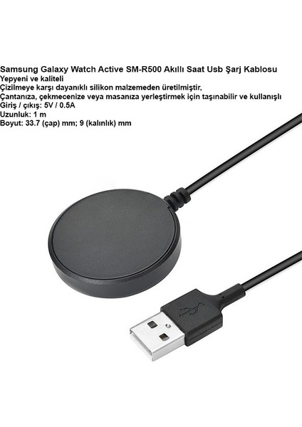 AL-30959 Samsung Galaxy Watch Active SM-R500 Akıllı Saat USB Şarj Kablos