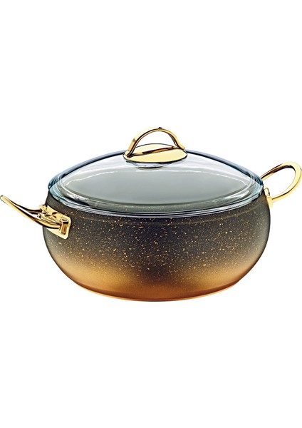 Granit 20x9CM Derin Küre Tancere Cam Kapaklı 3141GOLD