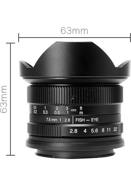7.5mm F2.8 APS-C Fisheye Fixed Lens (M43 Panasonic ve Olympus Mount)