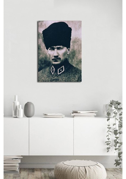 Kalpaklı Atatürk Portresi Kanvas Tablo