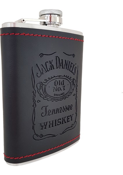 Jack Daniel s Logo Çelik 8oz Deri Kaplı 240 ml İçki Matarası dp02