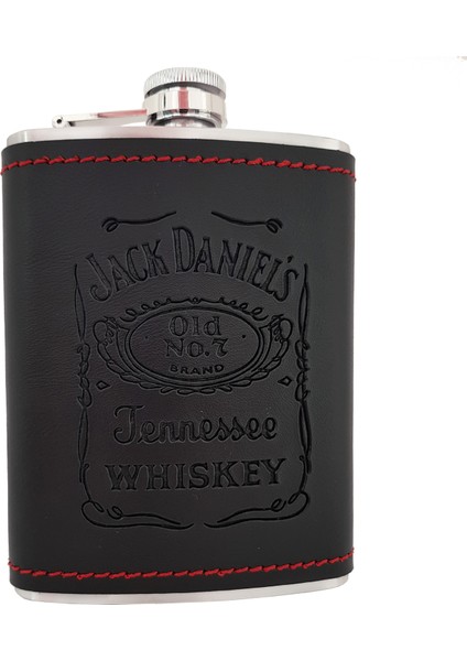 Jack Daniel s Logo Çelik 8oz Deri Kaplı 240 ml İçki Matarası dp02