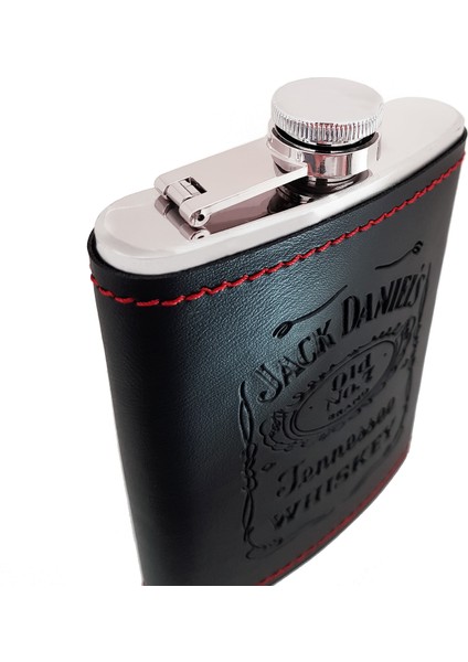 Jack Daniel s Logo Çelik 8oz Deri Kaplı 240 ml İçki Matarası dp02