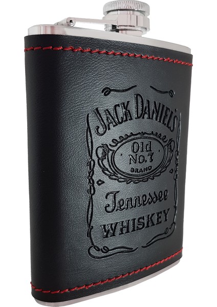 Jack Daniel s Logo Çelik 8oz Deri Kaplı 240 ml İçki Matarası dp02