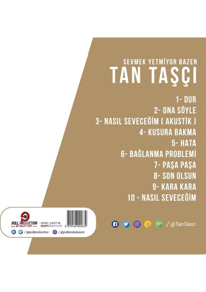 Tan Taşçı ‎- Sevmek Yetmiyor Bazen CD