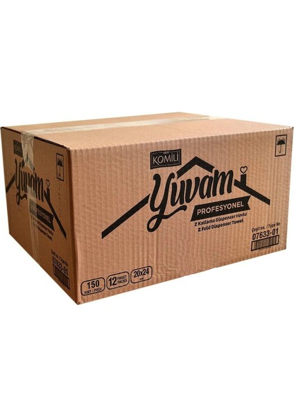 Komi̇li̇ Yuvam Z Katlama Di̇spenser Havlu 150 Yaprak (12 Paket)