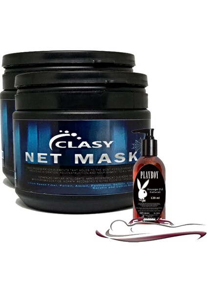 Net Mask 450ML Saç Bakım Maskesi 2 Adet Ile 120ML Playboy Masaj Yağı