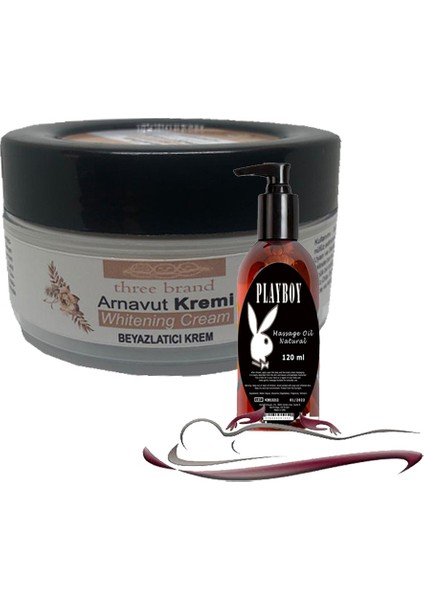 Whitening Cream 3 Adet Arnavut Kremi 50ML Aklık Kremi Ile 120ML Playboy Masaj Yağı