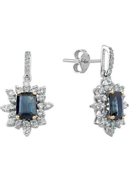 Pırlanta Safir Küpe Pe061