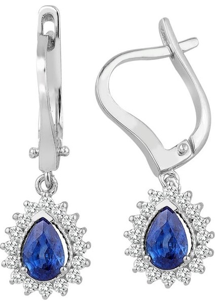 Pırlantalı Safir Küpe Pe1791-4