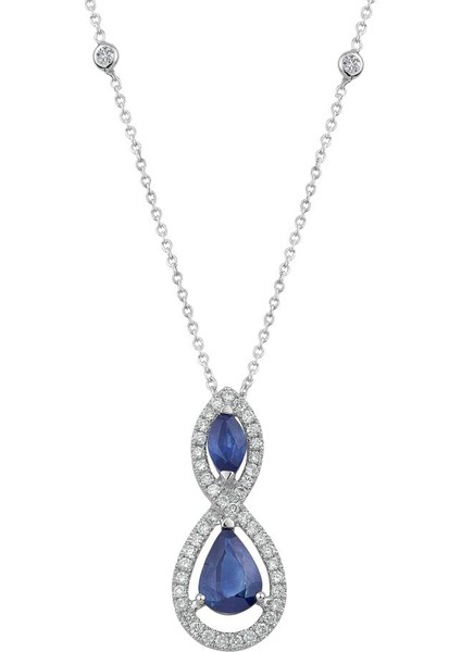 Pırlantalı Safir Kolye Pn005-2