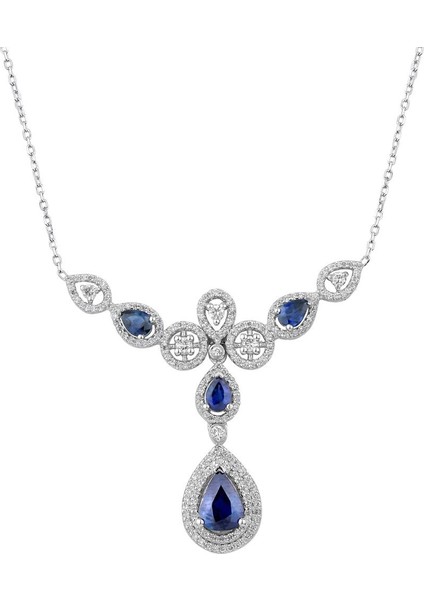 Pırlanta Safir Kolye Pn099-1