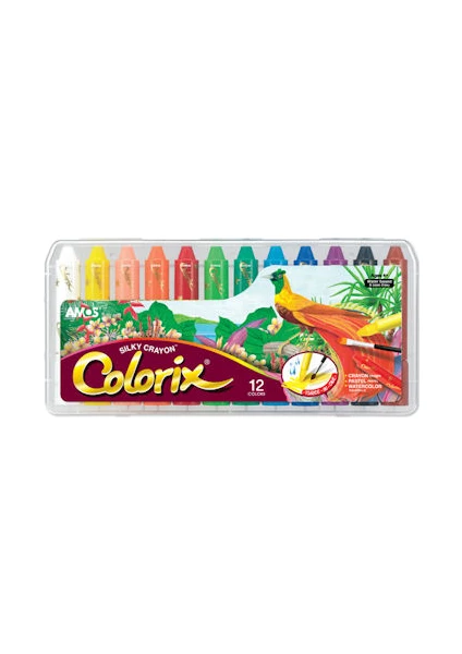 Colorix Silky Crayon Üçü Bir Arada Boya 12 Renk