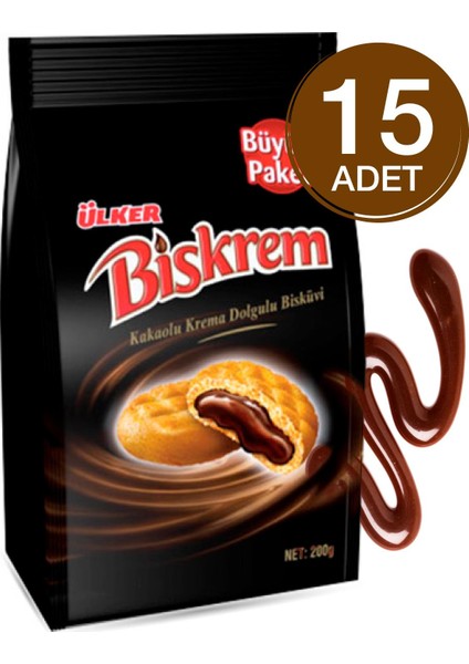 Biskrem Kakaolu Büyük Boy Poşet 15 x 200 gr