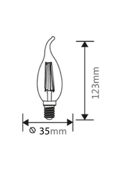 Kıvrık Buji Ince Duylu LED Ampul Cam 4 W E-14 2700K Gunışığı Işık BA35-00410 fırsatları
