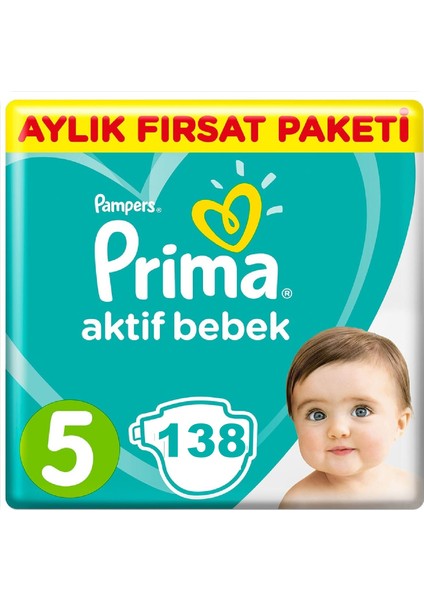 Bebek Bezi Aktif Bebek 5 Beden 138 Adet Junior Aylık Fırsat Paketi