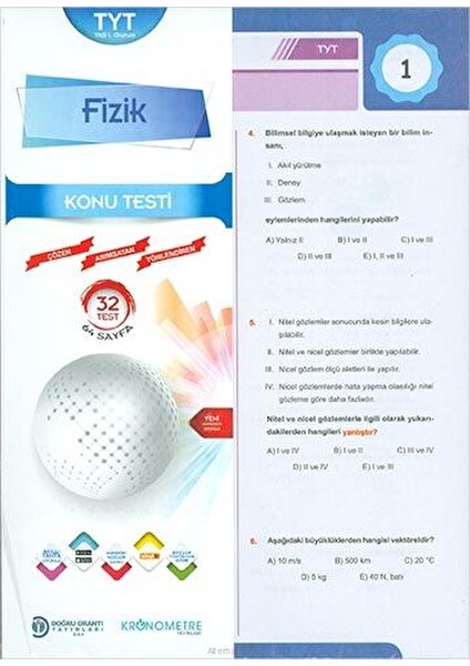 Doğru Orantı Yayınları TYT Fizik Konu Testi