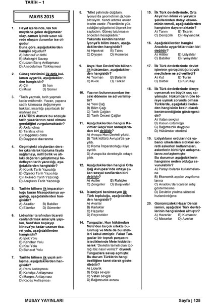 Açık Öğretim Lisesi Son 5 Yılın Çıkmış ve Çıkabilecek Soruları (Ortak Dersler)