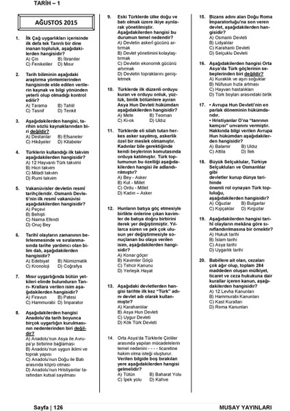 Açık Öğretim Lisesi Son 5 Yılın Çıkmış ve Çıkabilecek Soruları (Ortak Dersler)