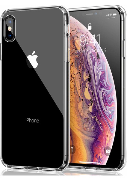Apple iPhone XS Max Kamera Korumalı Premium Şeffaf Silikon Kılıf Tıpalı Arka Kapak