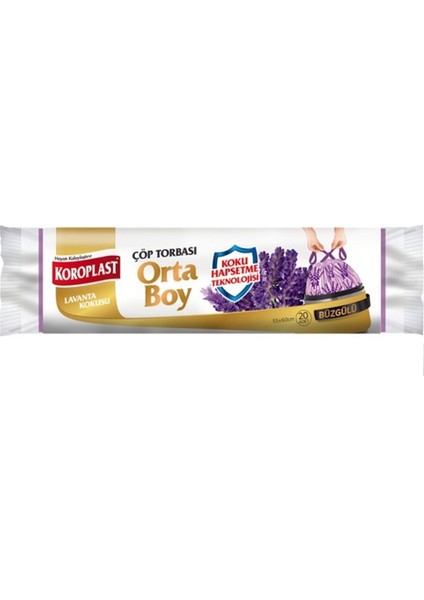 20' li Lavanta Kokulu Büzgülü Orta Boy Çöp Torbası 3'lü Set fiyatları