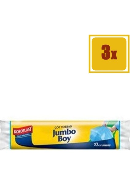 10' lu Güçlü Jumbo Boy Çöp Torbası 3'lü Set