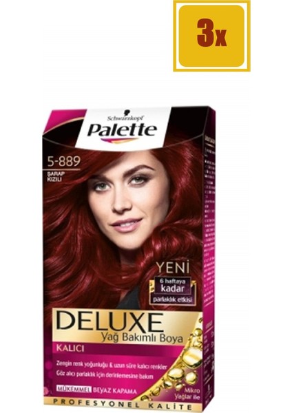 Deluxe 5/889 Şarap Kızılı Saç Boyası 3'lü Set