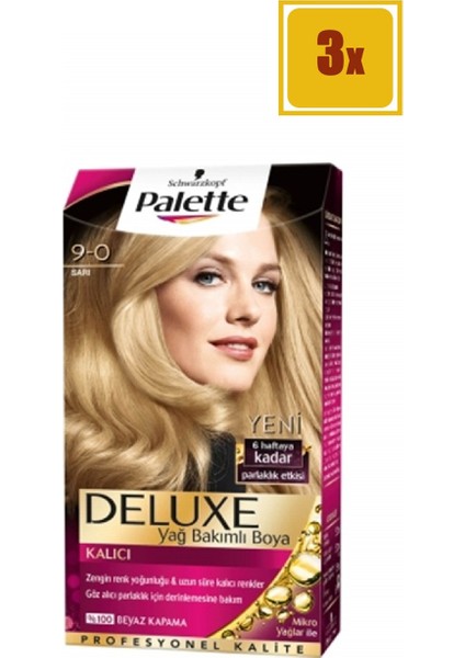 Deluxe 9/0 Sarı Saç Boyası 3'lü Set