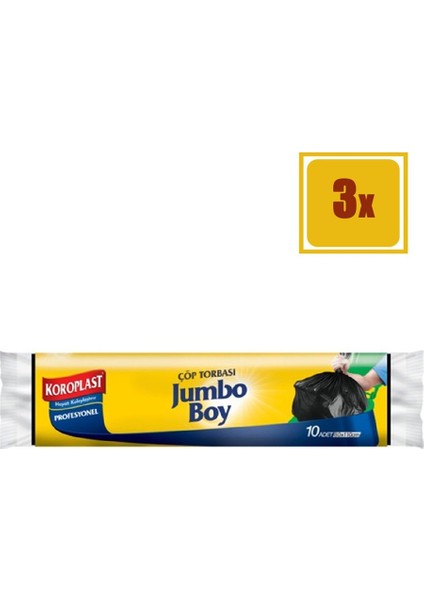 10 Adet Profesyonel Jumbo Boy Çöp Torbası 3'lü Set