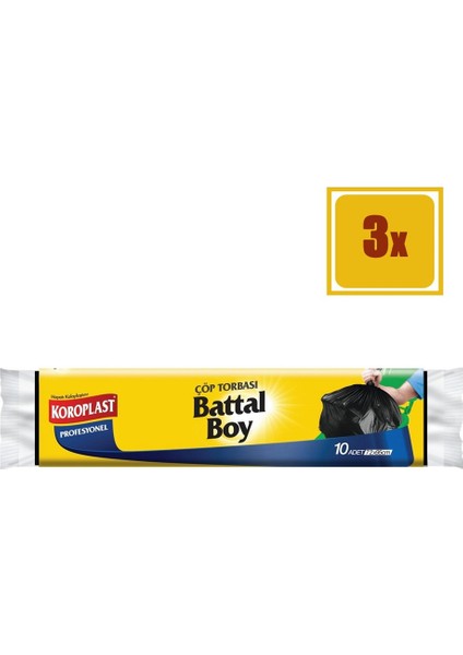 Profesyonel Battal Boy Çöp Torbası 10' lu 3'lü Set