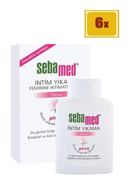 Feminine Intimate Yıkama Hassas Ph 3.8 Genital Bölge İçin 200 ml 6 Adet