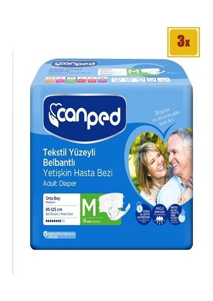 Belbantlı Hasta Bezi Eko Orta 18'li 3'lü Set