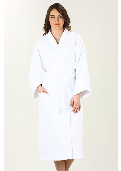 L Beden Kimono Bornoz Imperial Beyaz