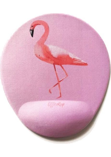 Office Küp Bilek Destekli Mouse Pad Flamingo Pembe