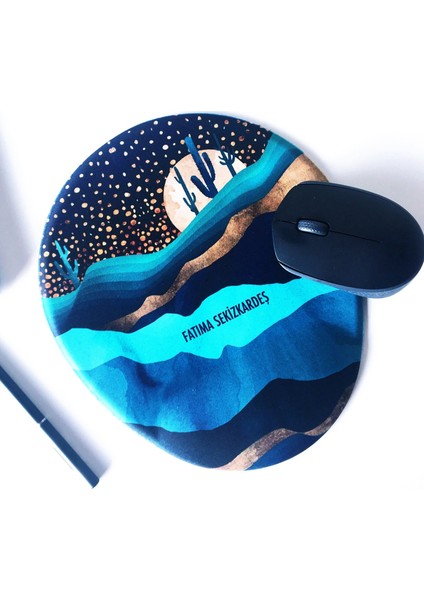 Office Küp Bilek Destekli Mouse Pad Moon Love