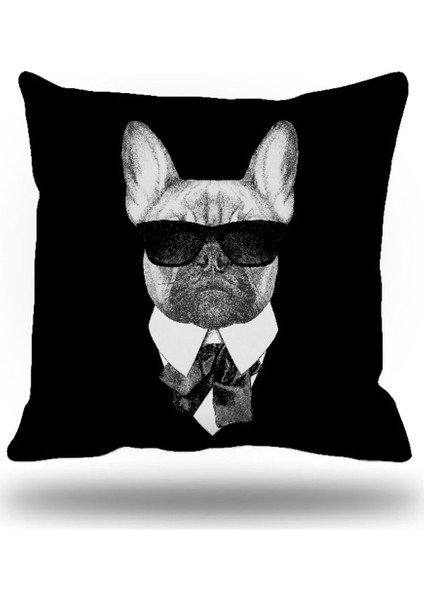 Gözlüklü Köpek Kırlent Kılıfı