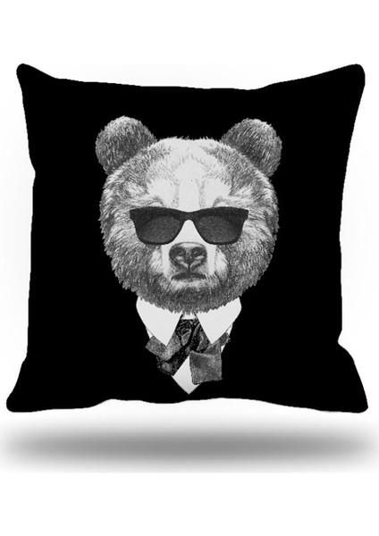 Gözlüklü Panda Kırlent Kılıfı