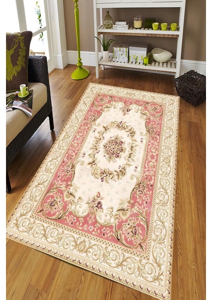 Kaymaz Taban Yıkanabilir Resmi̇ro Modern Motifli Çerçeve Desenli Dijital Baskılı Halı
