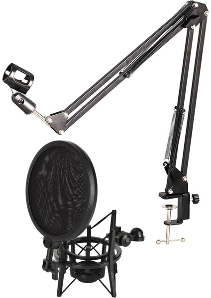 Nb39 Masa Mikrofon Standı (Sehpa) + Sh-101 Pop Filtre Ve Shock Mount Set