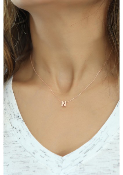 925 Ayar OMR1317 Gümüş Üç Boyutlu Harf Kolye