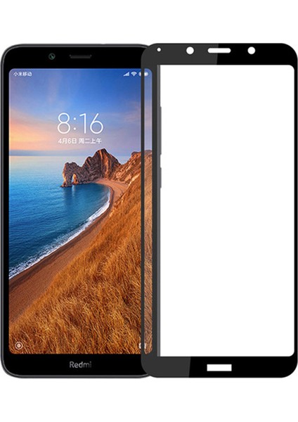 Xiaomi Redmi 7A Tam Kaplayan Temperli Cam Ekran Koruyucu Siyah