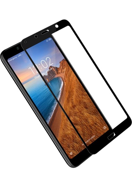 Xiaomi Redmi 7A Tam Kaplayan Temperli Cam Ekran Koruyucu Siyah